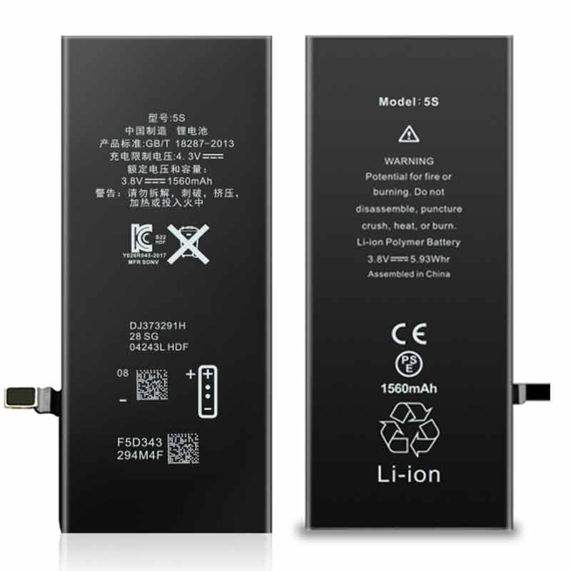 1560mah 3.82V Batch Replacement Iphone5s Original Capacity OEM-ODM Mobile Phone Battery Manufacturer