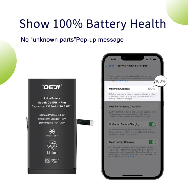 Original Quality iPhone 14 Plus Battery 4325mAh Show 100% Battery's Health