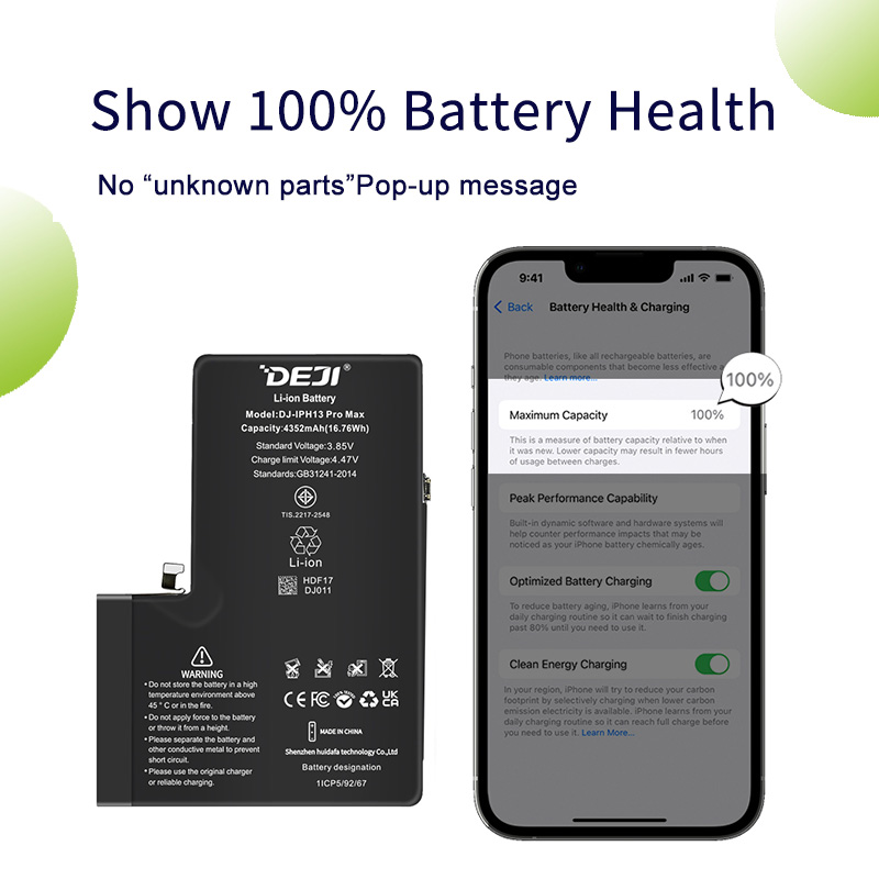 Show 100% Battery's Health iPhone 13 Pro Max Battery Original Quality 4352mAh
