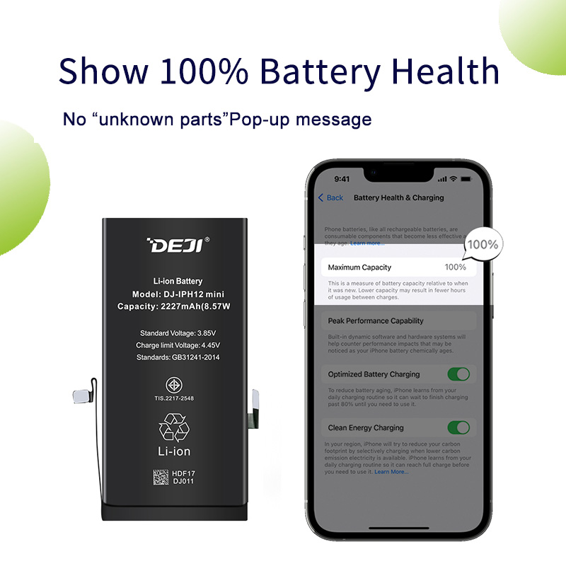 DEJI iPhone 12 min Show 100% Battery's Health Original Quality 2227mAh