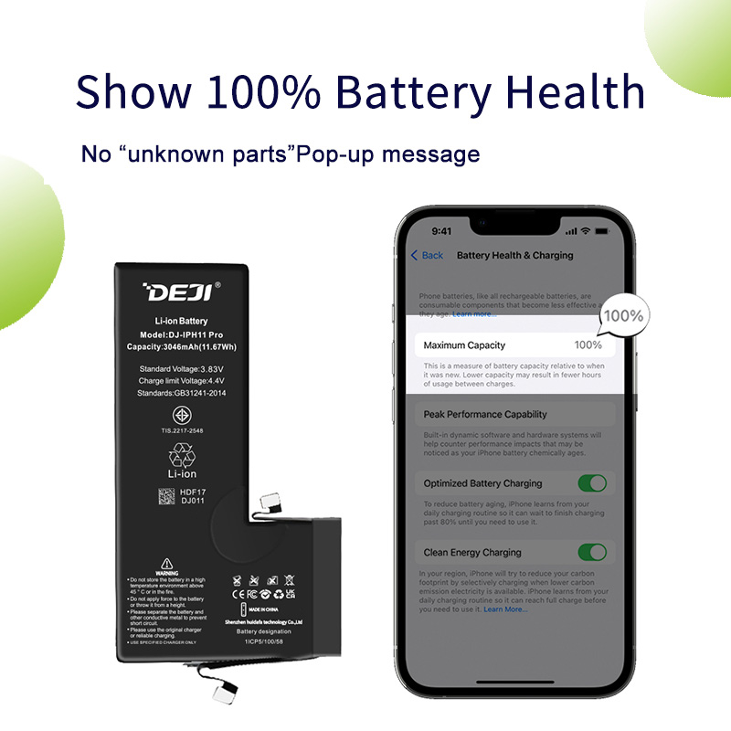IPhone 11 Pro Battery 3046mAh Show 100% Battery's Health, Best For Refurbished Phones And Repairs