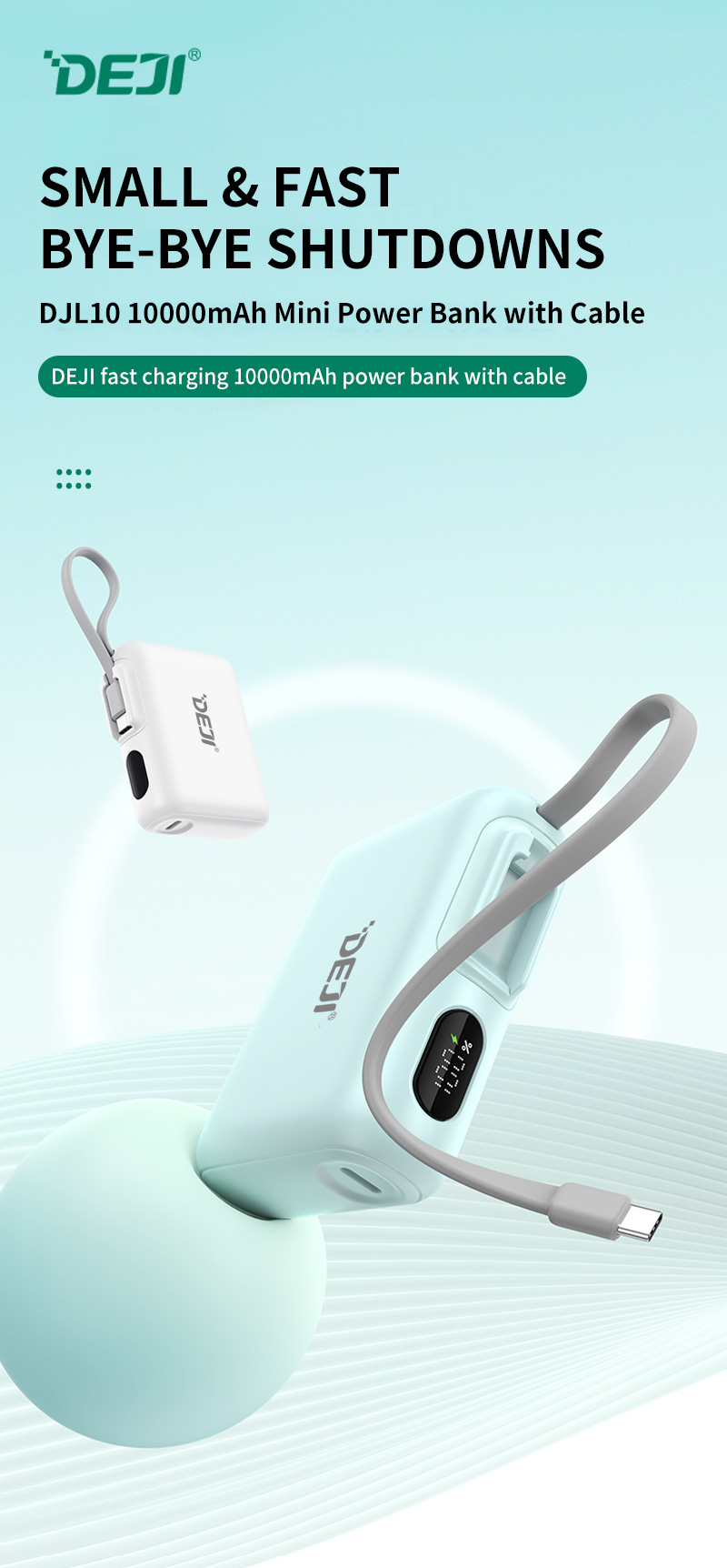 DJL10 10000mAh Mini Power Bank with Cable