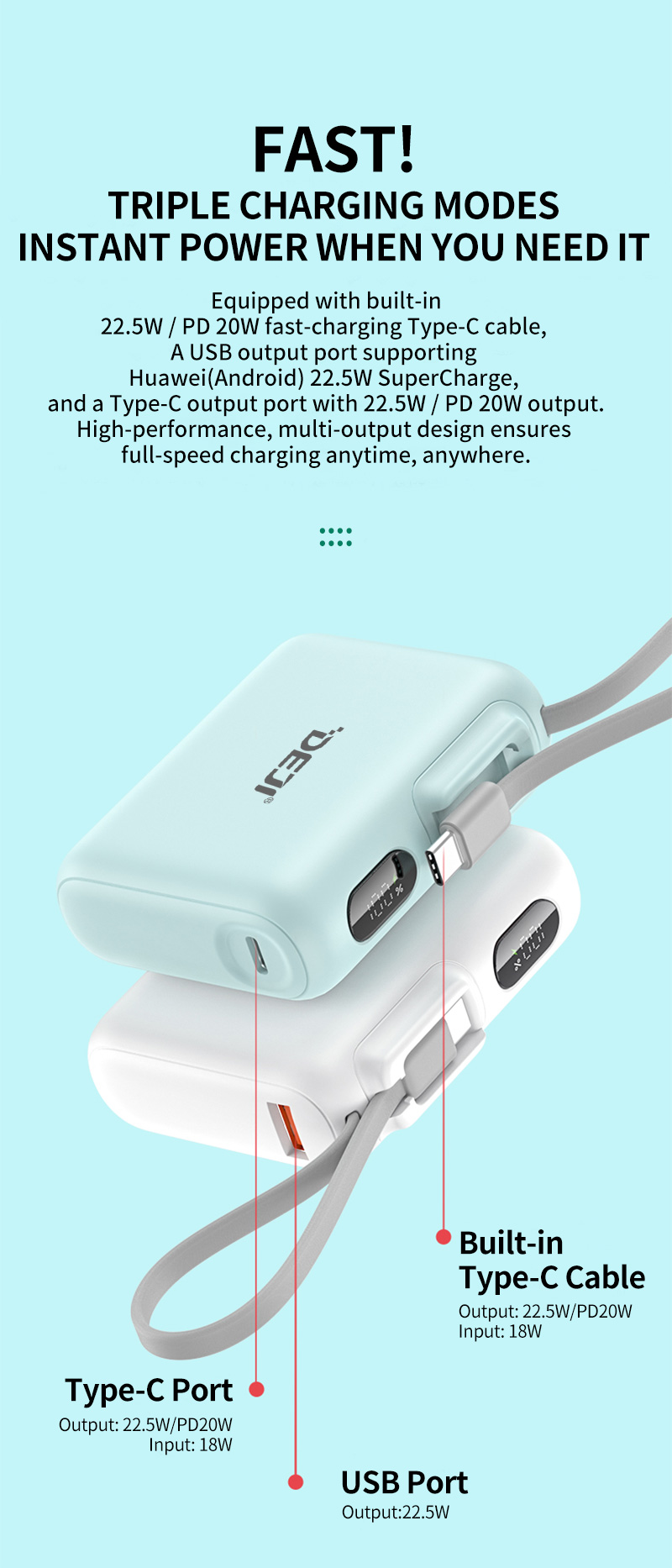 Triple charging mode, instant charging