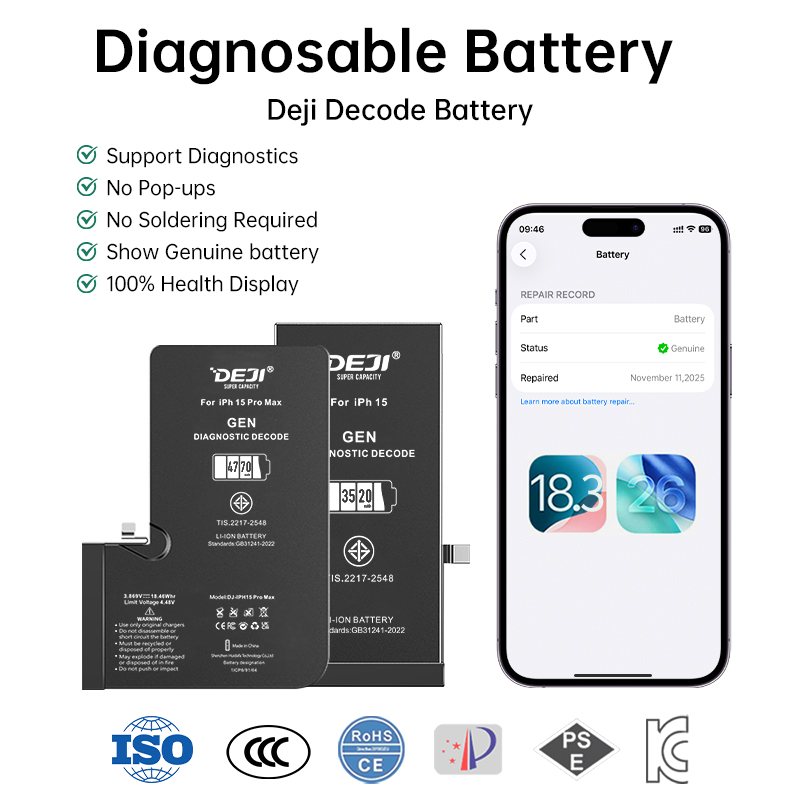DEJI NEW Diagnostic-compatible High-Capacity Show Genuine Battery for iPhone 12-16PM DEJI NEW Diagnostic-compatible High-Capacity Show Genuine Battery for iPhone 12-16PM