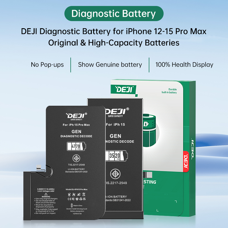 DEJI Diagnostic-Compatible Original Capacity Battery for iPhone 12-15PM,Show Genuine, No pop-ups