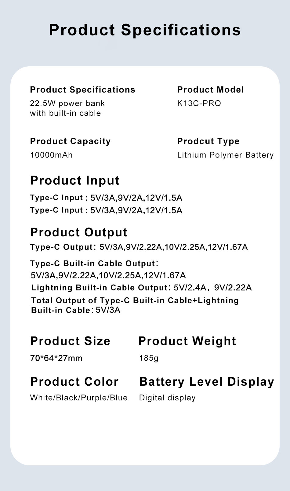 Product Specifications