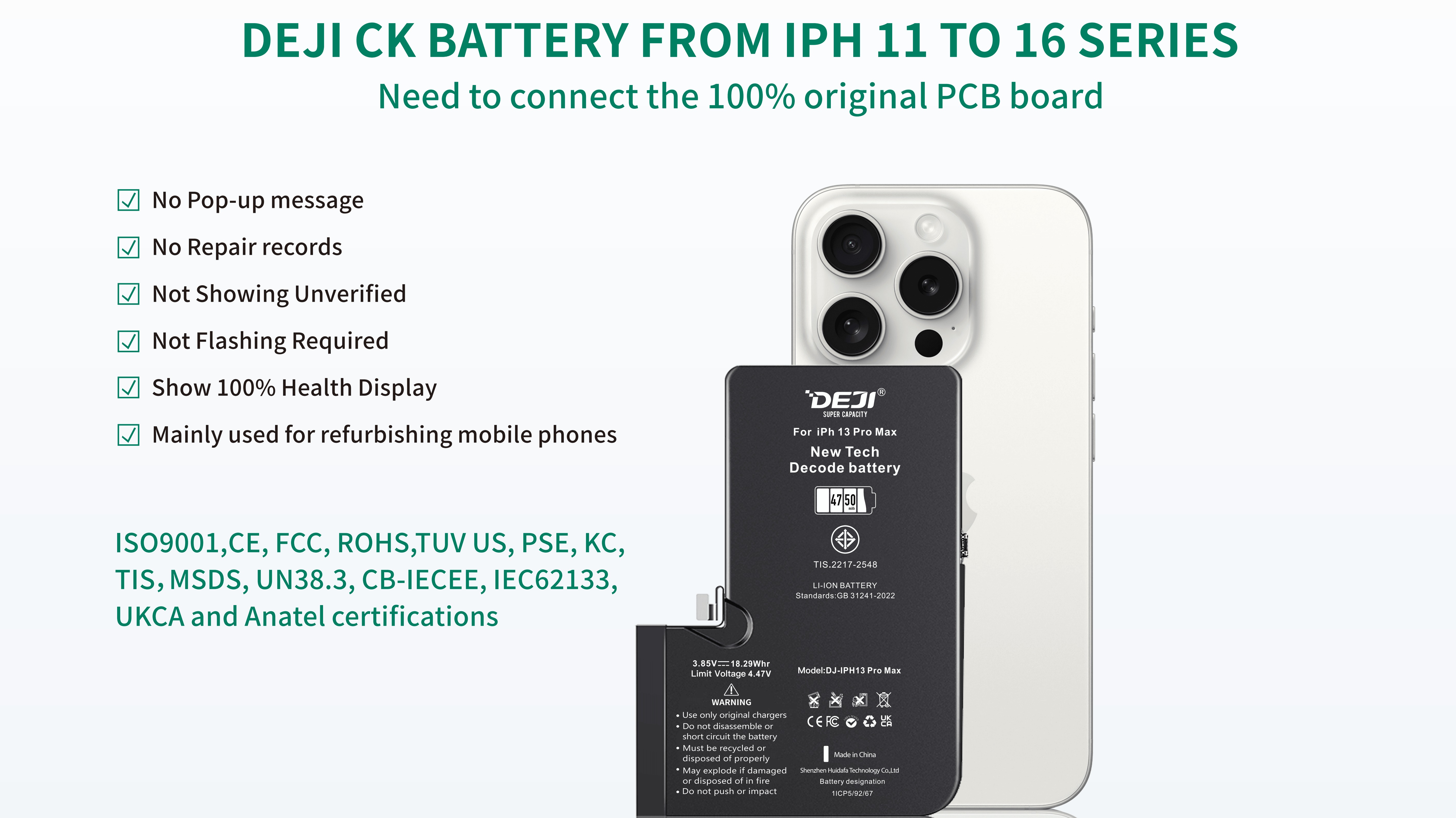 DEJI CK Battery: The Refurbisher’s Choice for a Stable, Clean, Like-New iPhone Experience