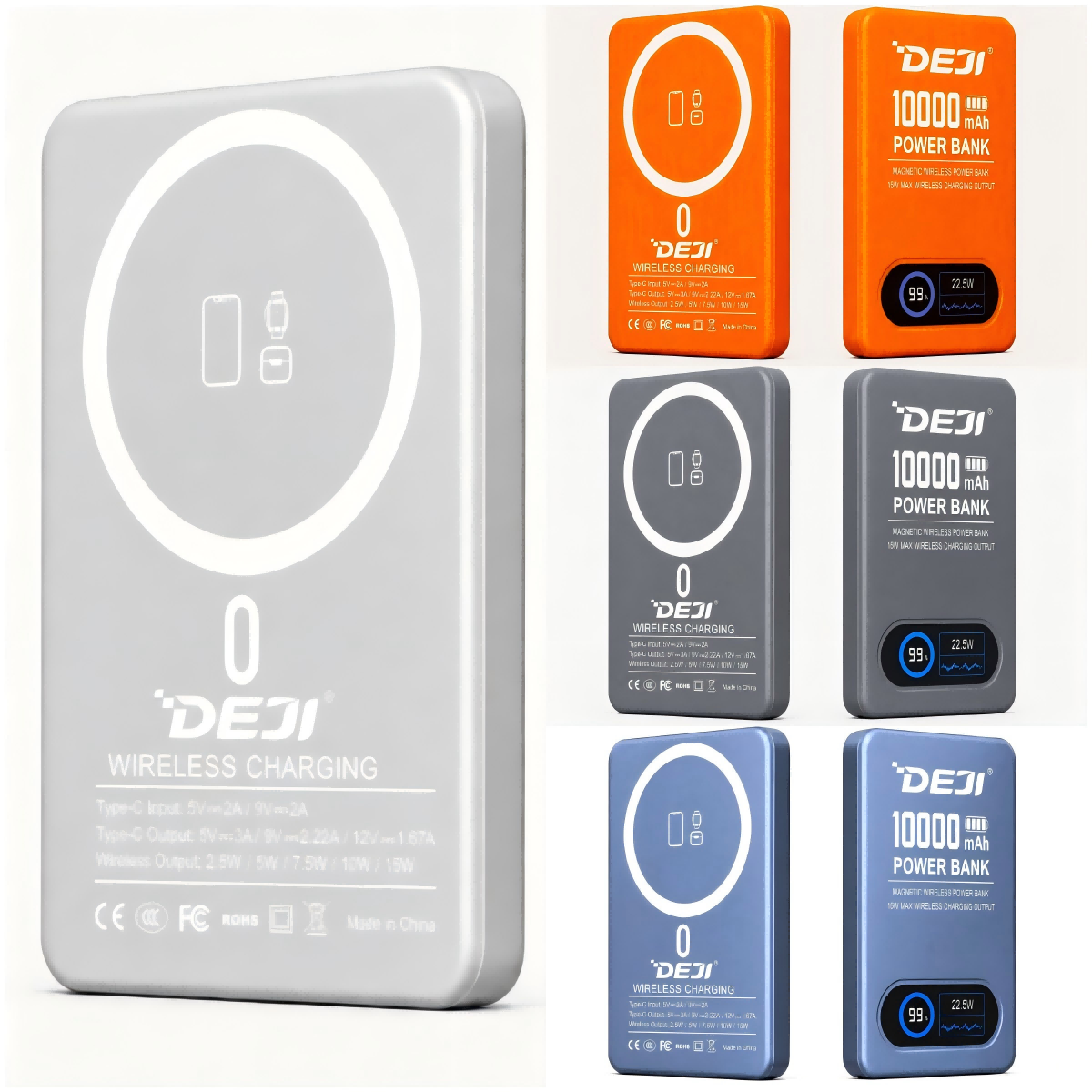 DEJI Ultra-Slim Semi-Solid Magnetic Wireless 10000mAh Fast Charging Power Bank Wholesale